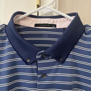 Greyson Men's Blue Striped Polo - XXL